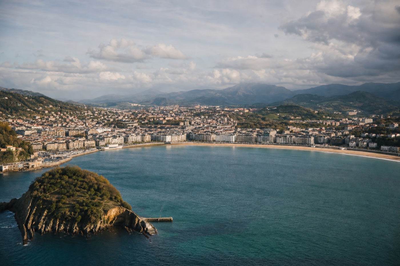 La Concha Bay and the mountains around San Sebastián
