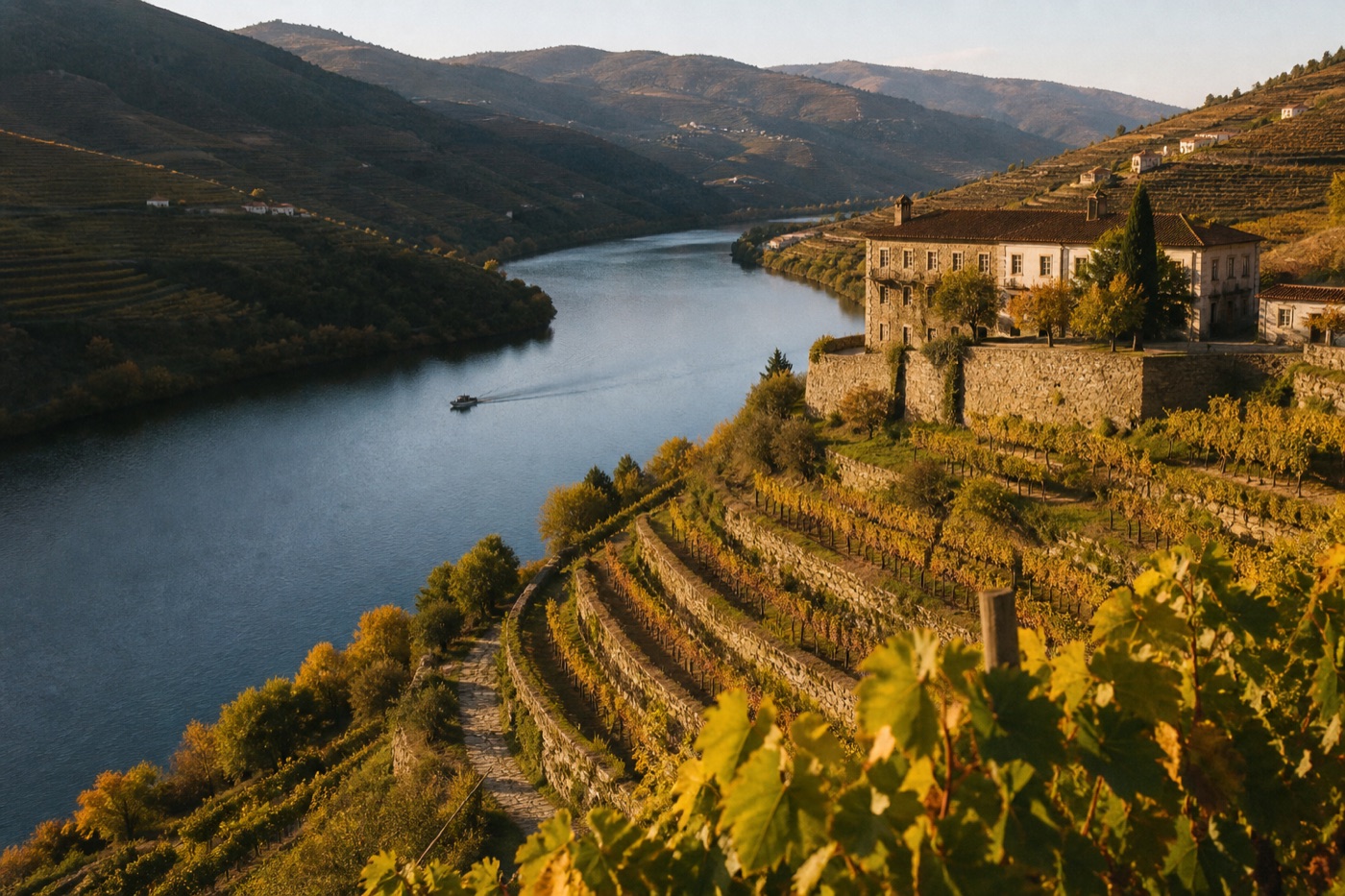 Terraced vineyards above the Douro River