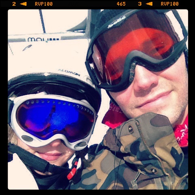 Chris and Amanda in ski goggles on a Colorado mountain