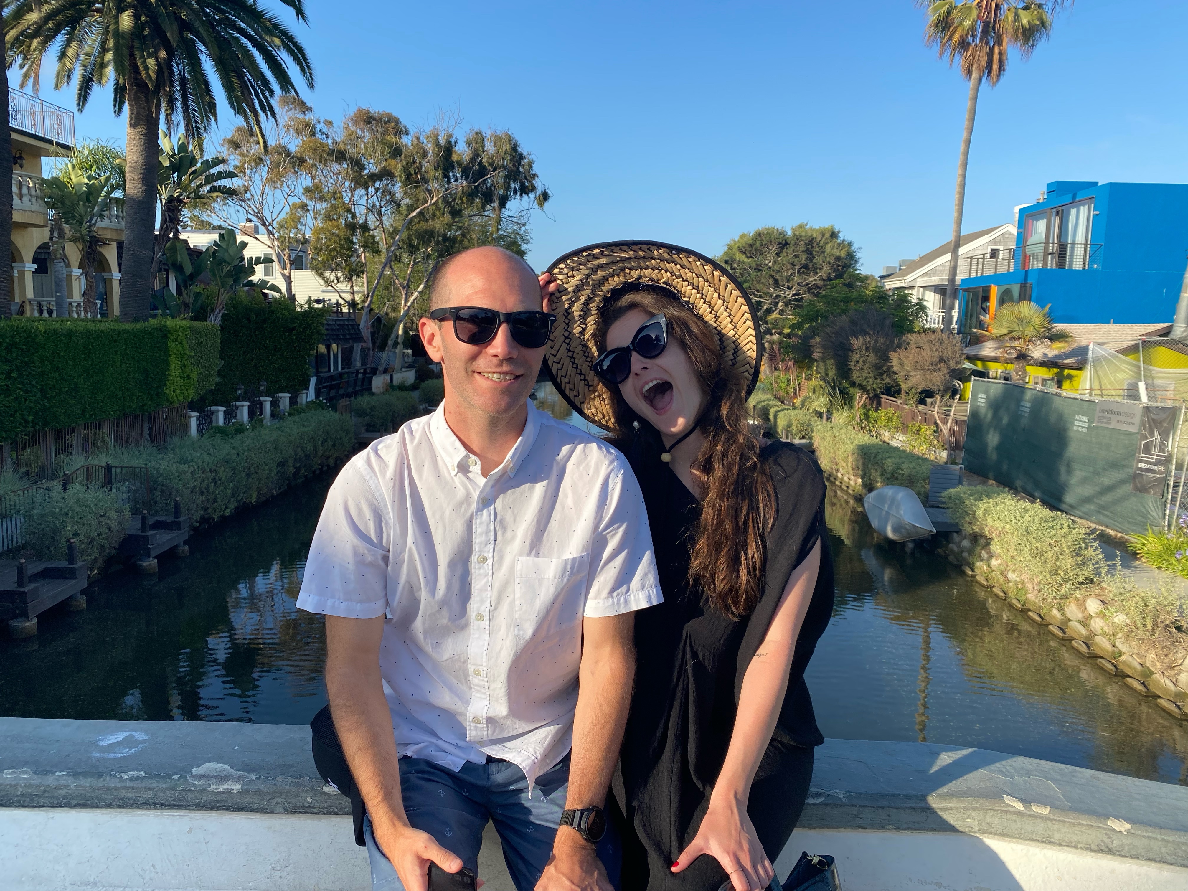 Chris and Amanda by the Venice canals in LA